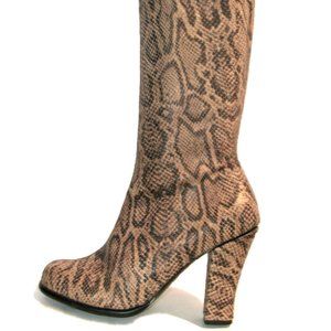 Vintage 90s Fluevog Python Heeled Boots, Sz9